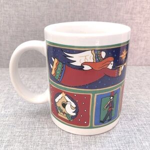 Vintage 1997 Christmas Charming Stoneware Mug Fire Works Designs 4” Tall